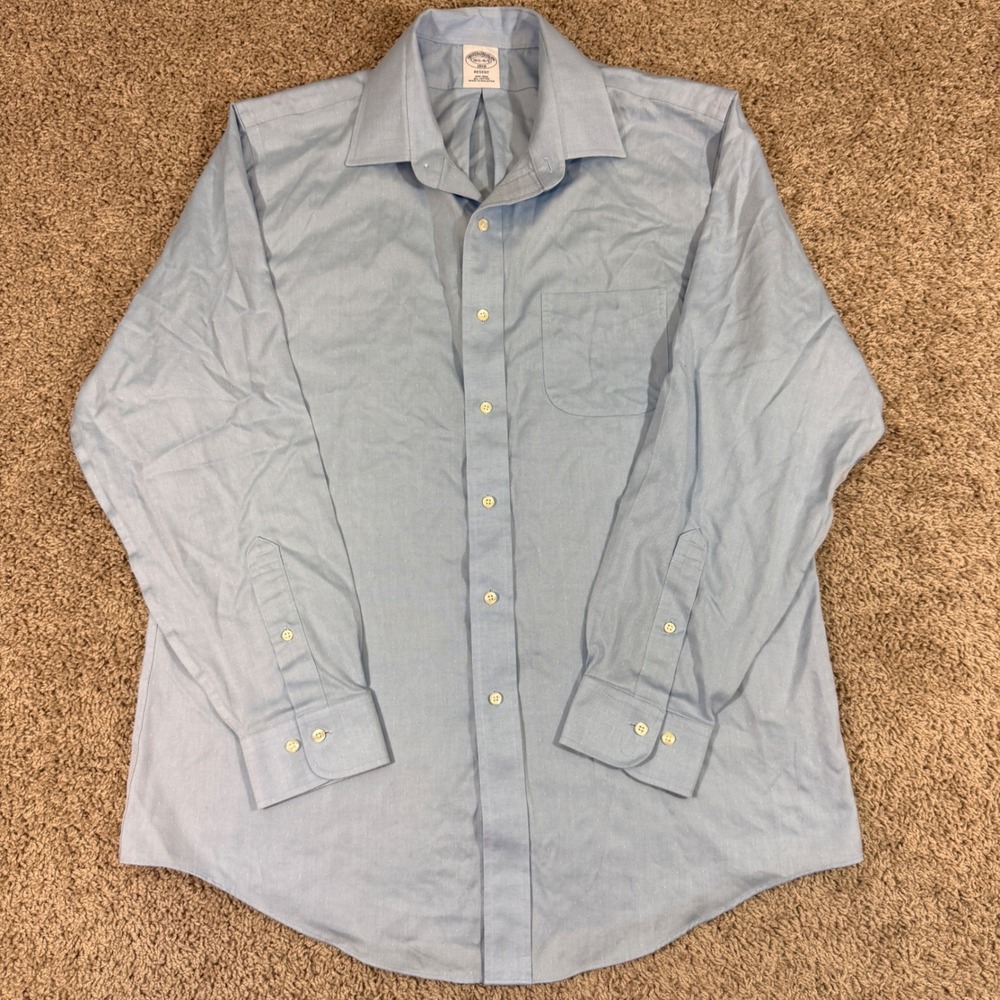 Brooks Brothers Dress Shirt Mens 16.5 34/35 Blue Excellent Regent Non-Iron 1818